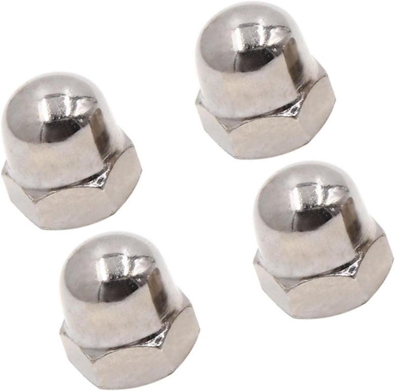 4pcs 10mm Thread Dia Chrome Motorcycle Rear Shock Absorber Screw Nut for CG125 Replacement